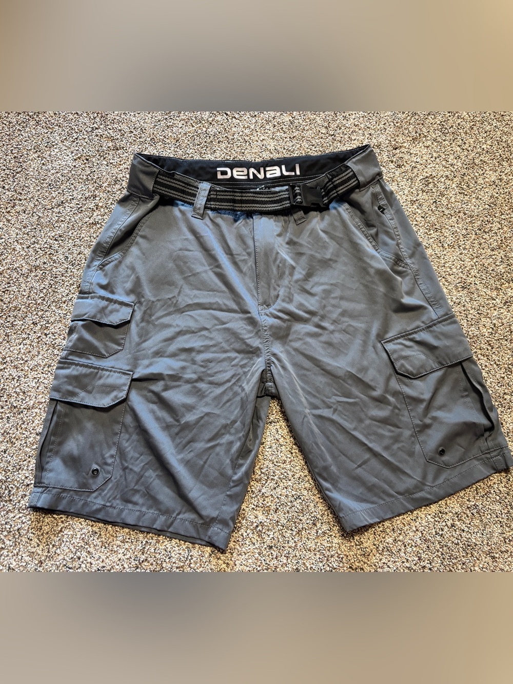 Denali gray cargo shorts men’s 34 belted hiking stretch shorts